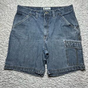 Columbia Shorts Mens 36 Denim Cargo Vintage Utility Work Outdoors 8 Pocket Hike